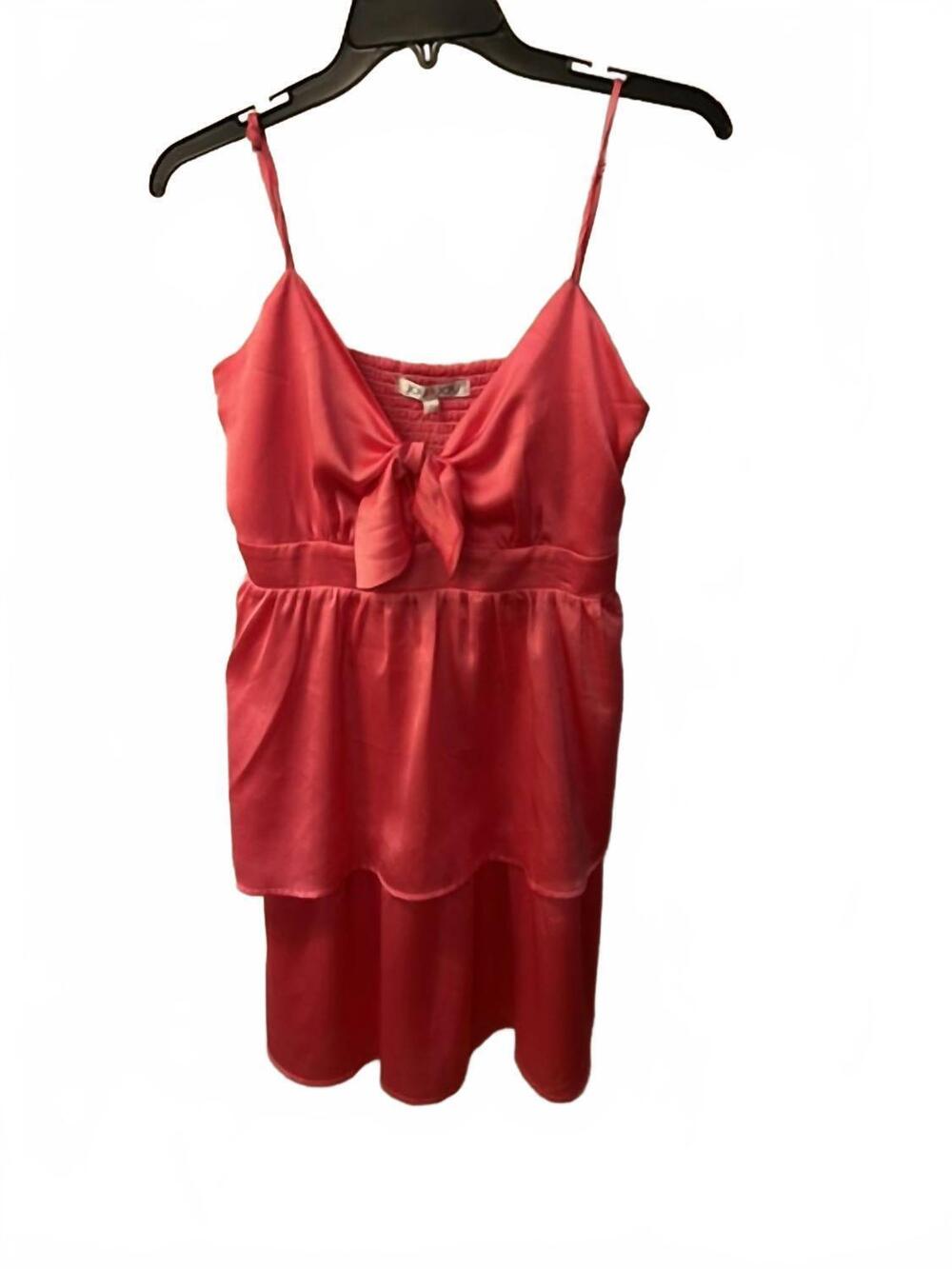 NEW JOY JOY women's tie front layers dress in pink